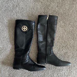 Tory Burch black leather riding boots 9